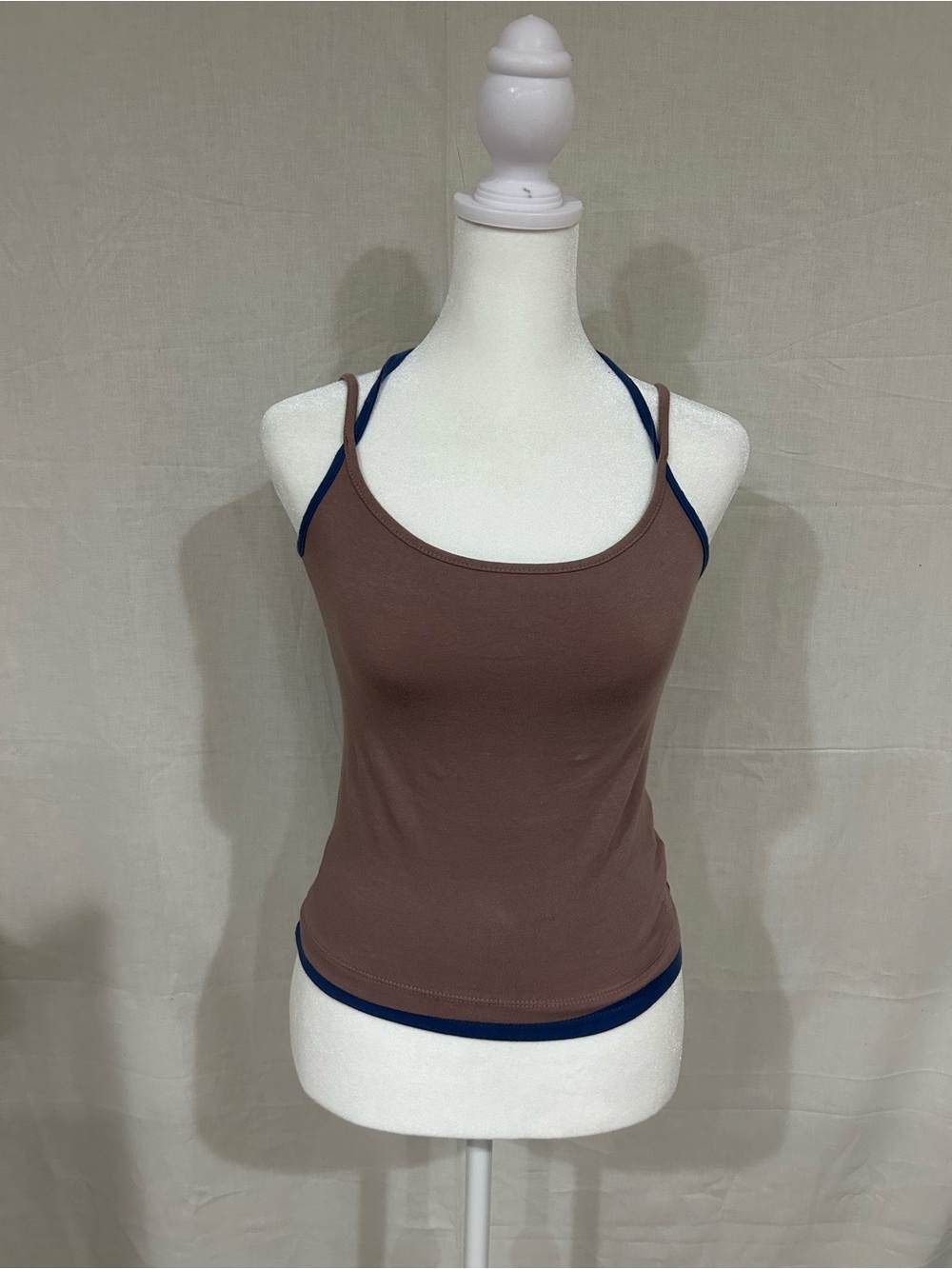 Urban Outfitters Out from Under NWOT Contrast Brown TieTank Top with Navy Trim